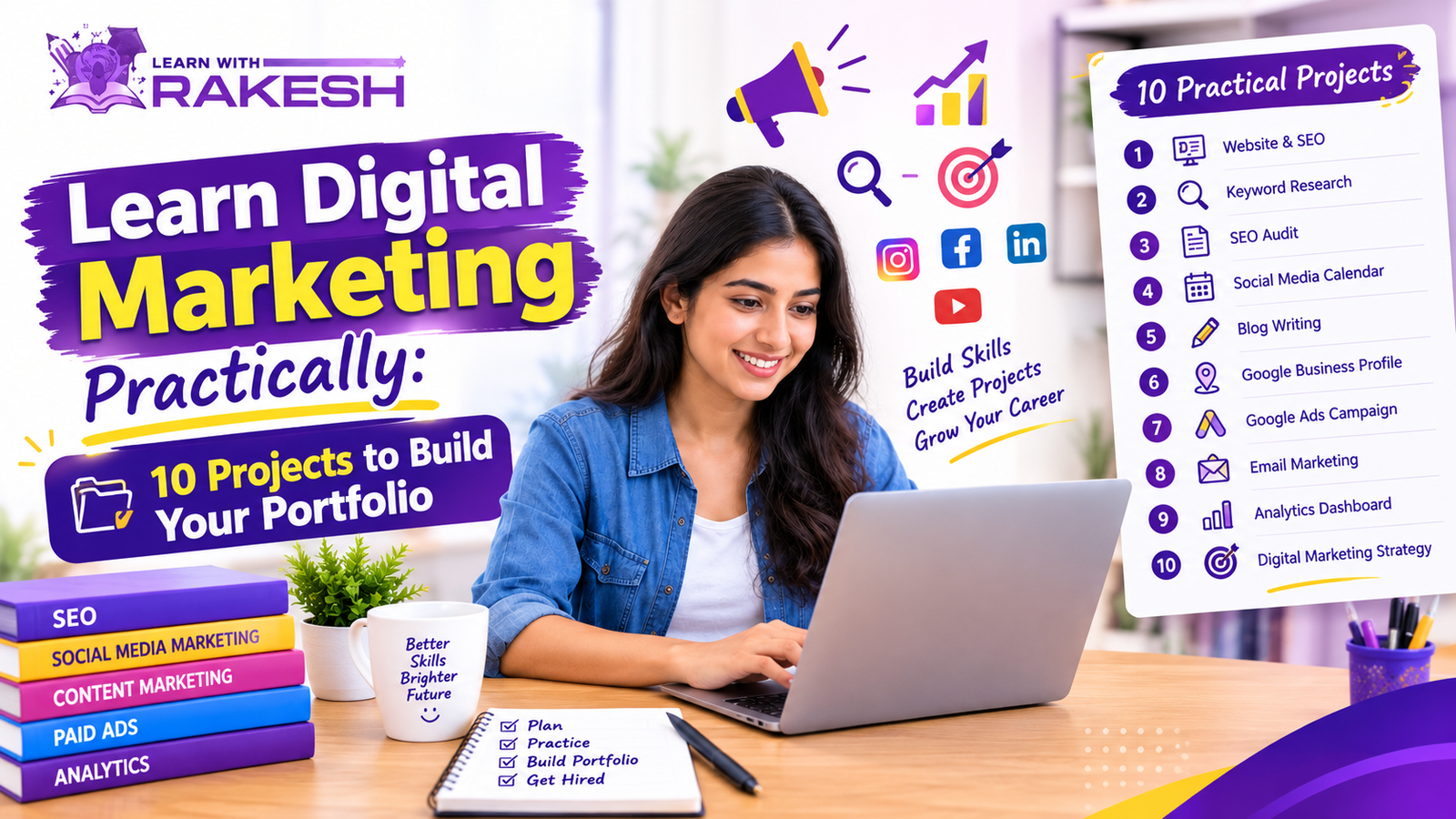 Learn digital marketing practically through hands-on projects.